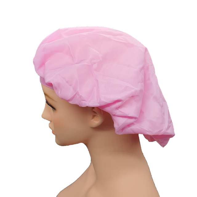 Microfiber Night Sleep Cap Hair Bonnet Two Layers with Elastic Band-Pink