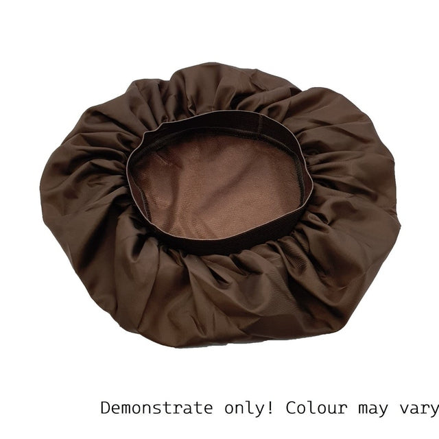 Microfiber Night Sleep Cap Hair Bonnet Two Layers with Elastic Band-Brown