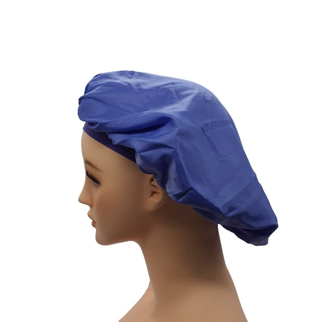Microfiber Night Sleep Cap Hair Bonnet Two Layers with Elastic Band-Purple