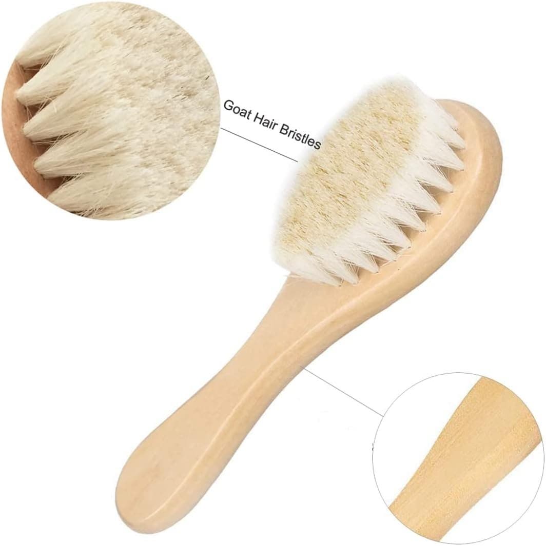 Natural Wooden Hair Brush 100% Natural Goat Bristle - Baby Size