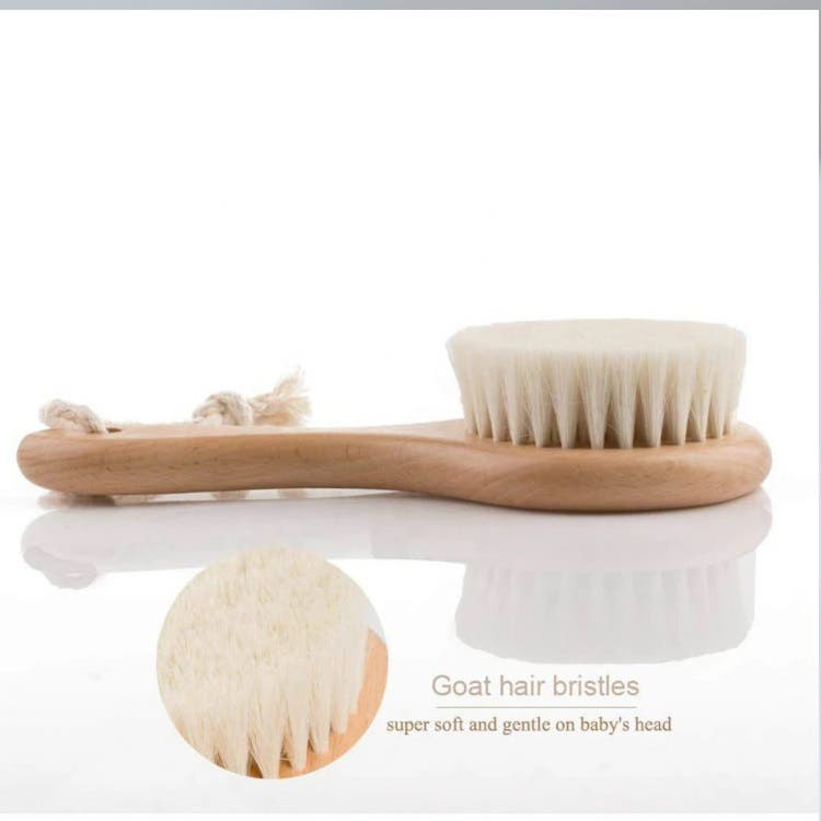 Natural Wooden Hair Brush 100% Natural Goat Bristle - Baby Size