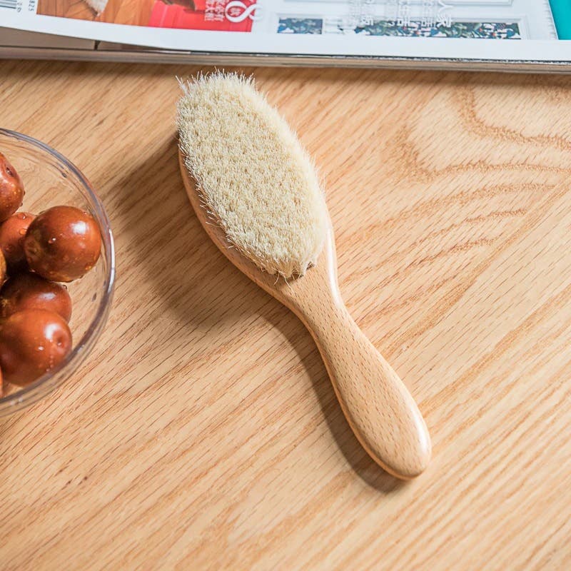 Natural Wooden Hair Brush 100% Natural Goat Bristle