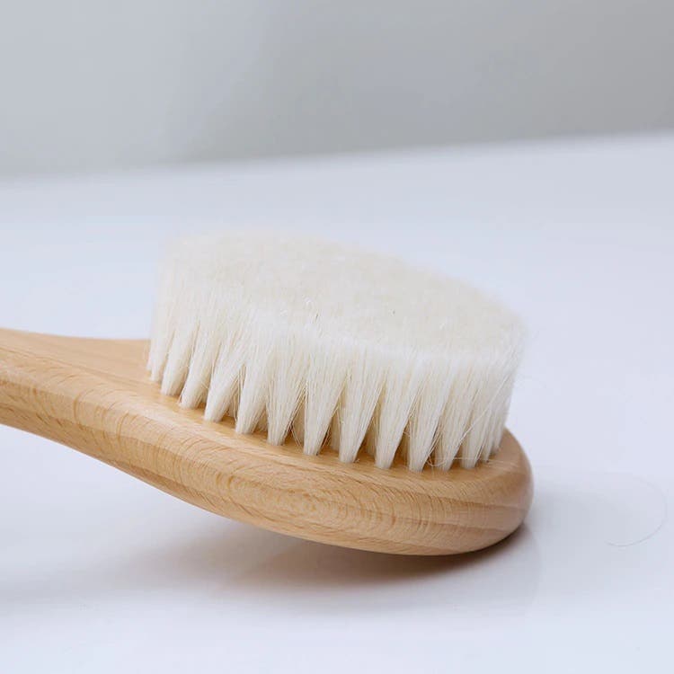 Natural Wooden Hair Brush 100% Natural Goat Bristle - Baby Size