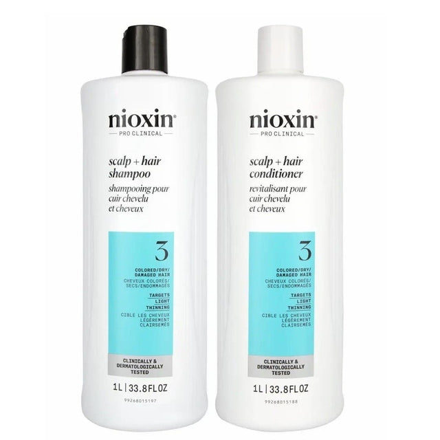 Nioxin System 3 Scalp + Hair Shampoo + Conditioner - Thickening & Strenghten 1L Duo *NEW