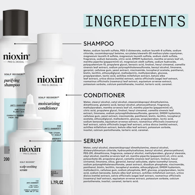 Nioxin Scalp Recovery System for Anti-Dandruff Kit: Shampoo, Conditioner and Serum