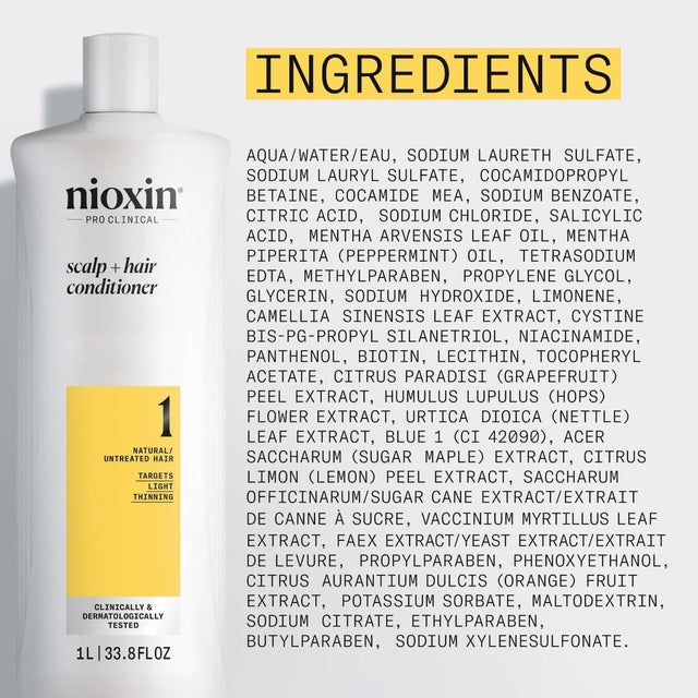 Nioxin System 1 Scalp + Hair Conditioner 1L *NEW