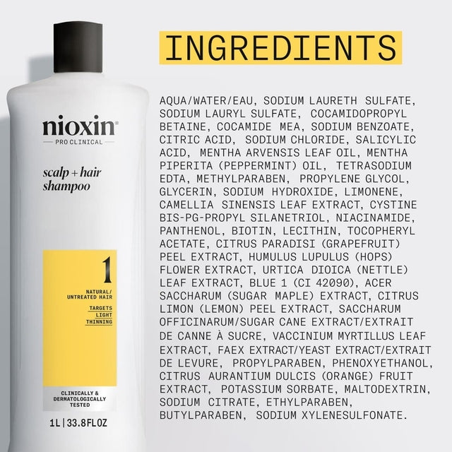 Nioxin System 1 Scalp + Hair Shampoo 1L *NEW