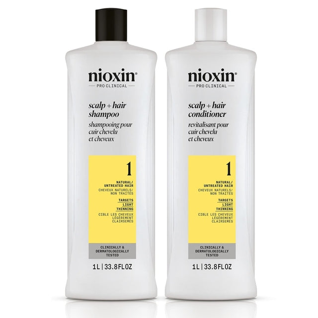 Nioxin System 1 Scalp + Hair Shampoo + Conditioner - Thickening & Strengthen 1L Duo *NEW