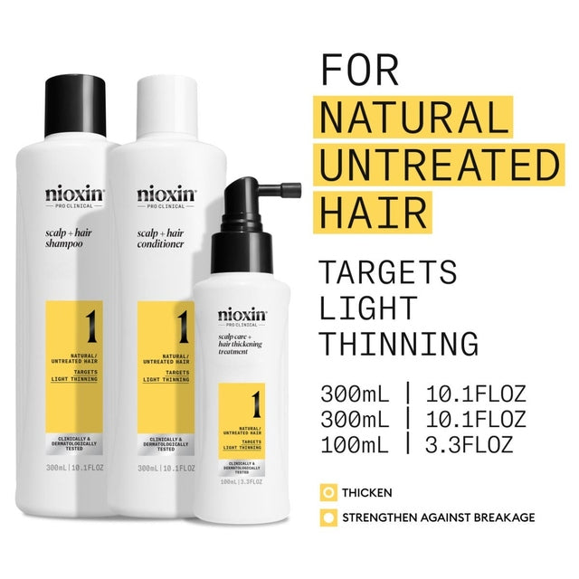 Nioxin System 1 Scalp Care + Hair Thickening System TRIO Kit 300ml+300ml+100ml *NEW
