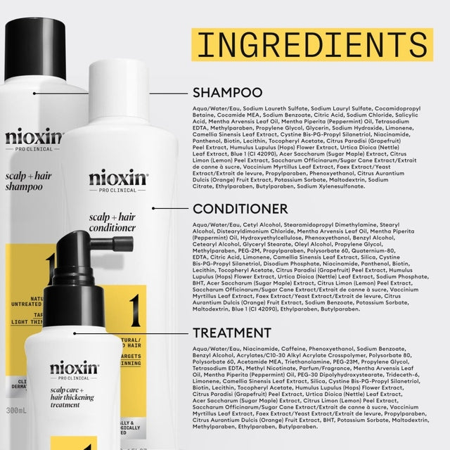 Nioxin System 1 Scalp Care + Hair Thickening System TRIO Kit 300ml+300ml+100ml *NEW