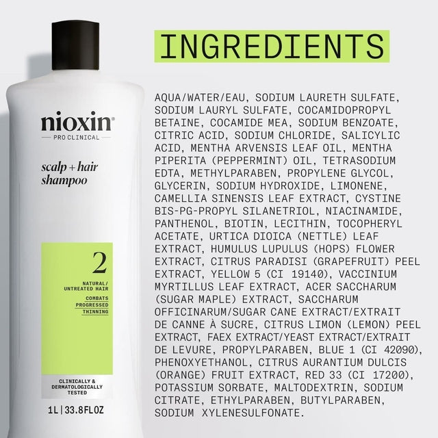 Nioxin System 2 Scalp + Hair Shampoo 1L *NEW