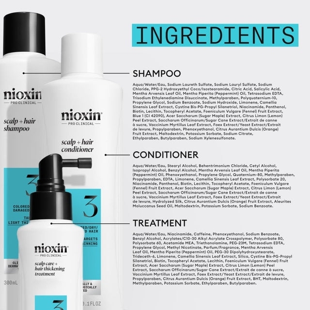 Nioxin System 3 Scalp Care + Hair Thickening System Trial Kit 150ml+150ml+40ml *NEW