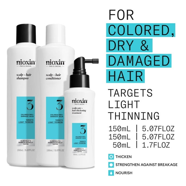 Nioxin System 3 Scalp Care + Hair Thickening System Trial Kit 150ml+150ml+40ml *NEW