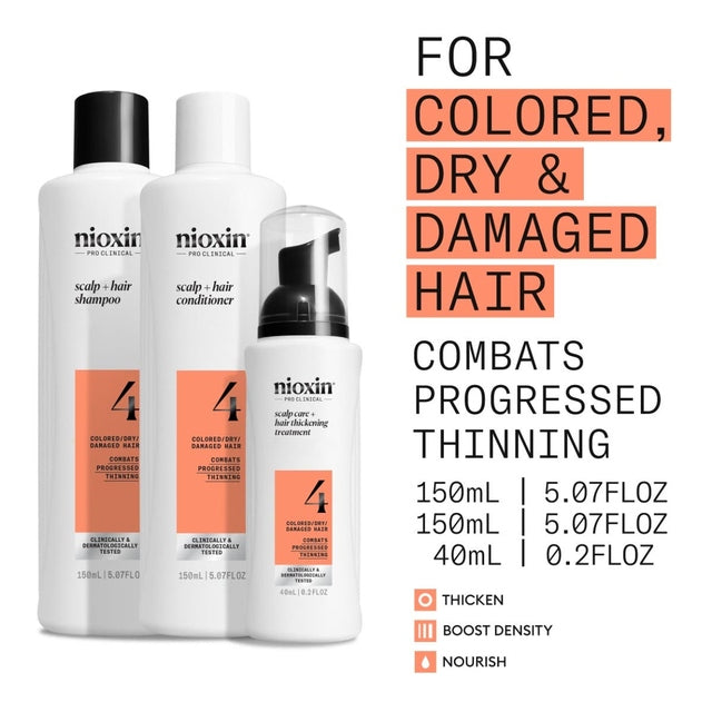 Nioxin System 4 Scalp Care + Hair Thickening System Trial Kit 150ml+150ml+40ml *NEW