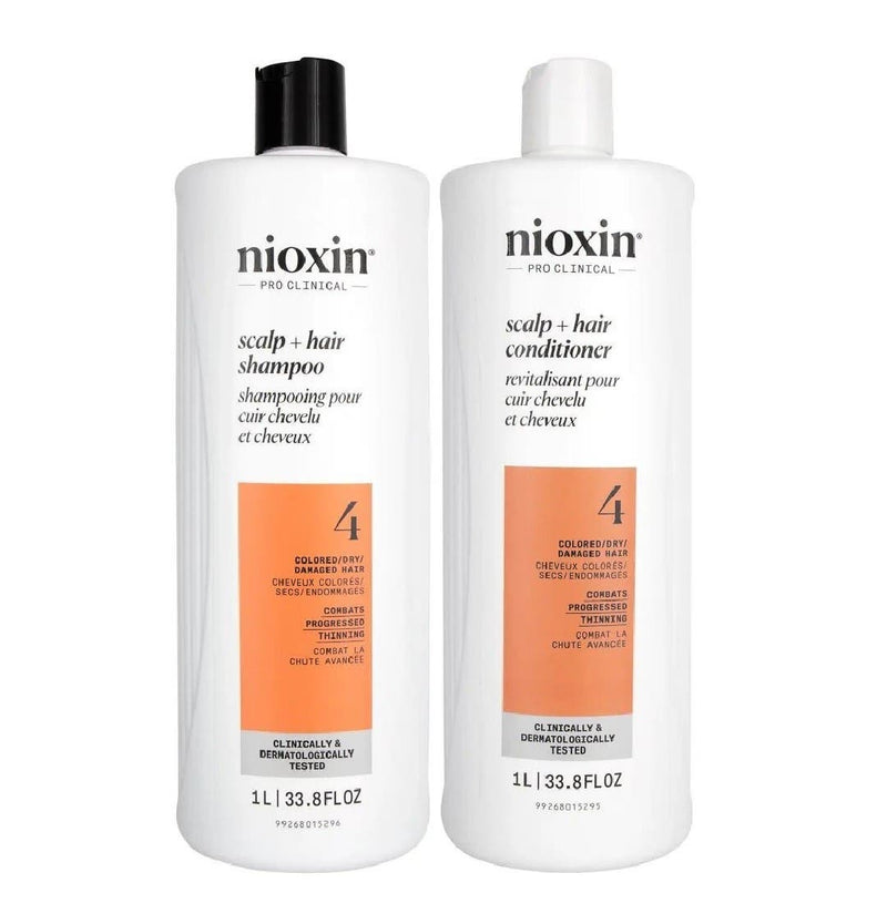 Nioxin System 4 Scalp + Hair Shampoo + Conditioner - Thickening & Boost Density 1L Duo *NEW