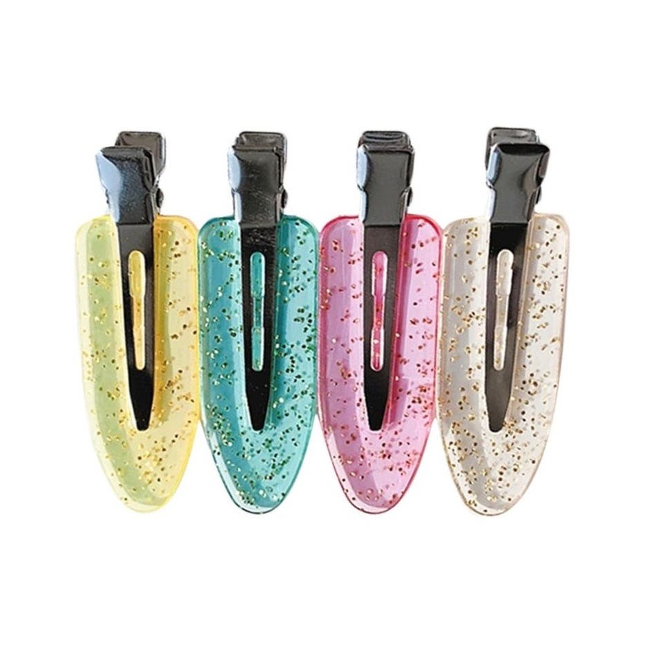 No Crease or Bend Beauty Hair Clips Candy Colour 4 Pieces - Glitter