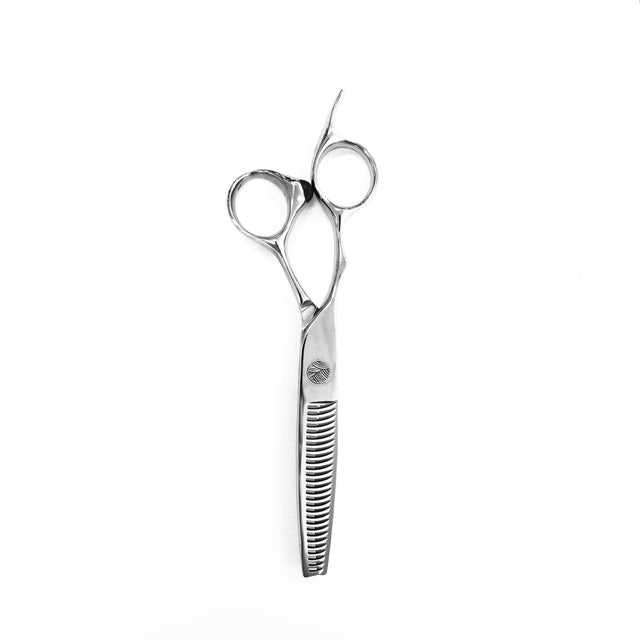 OBU Masuta LOVER 6 inch left-handed stainless steel thinning scissor on white background