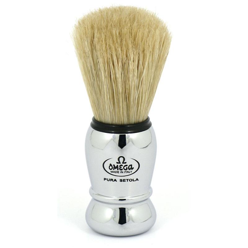 Omega Silver Handle 100% Pure Bristles Shaving Brush / Made in Italy