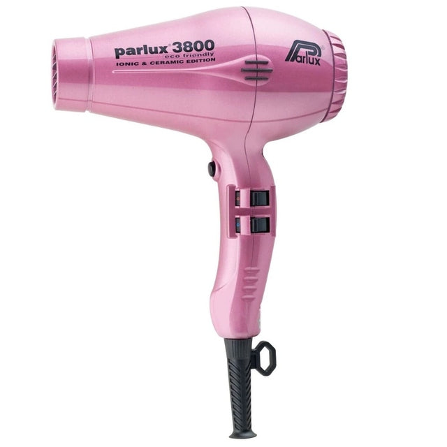 Pink Parlux 3800 Ceramic and Ionic 2100W hair dryer with dual control switches
