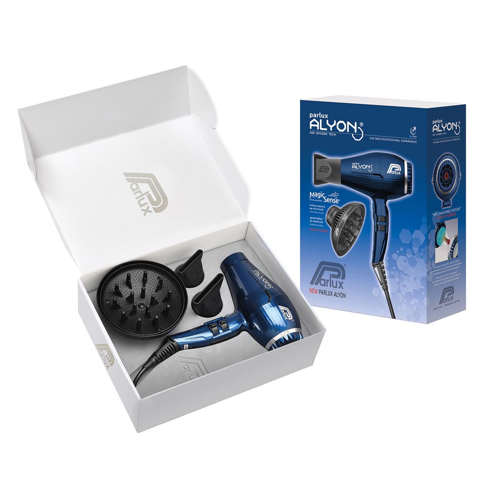 Parlux Alyon Air Ionizer Tech Hair Dryer Midnight Blue & Diffuser Pack