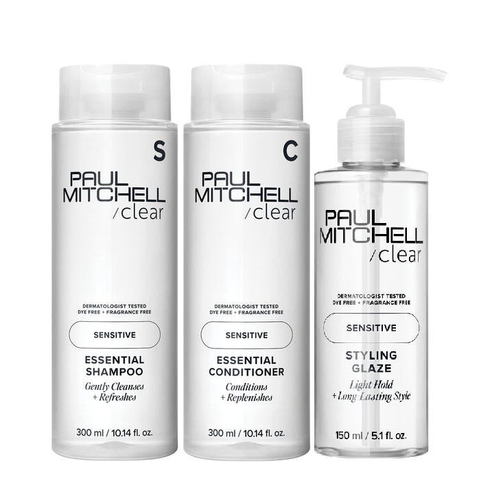 Paul Mitchell CLEAR Sensitive Essential TRIO Essential Shampoo, Conditioner & Styling Glaze 150ml
