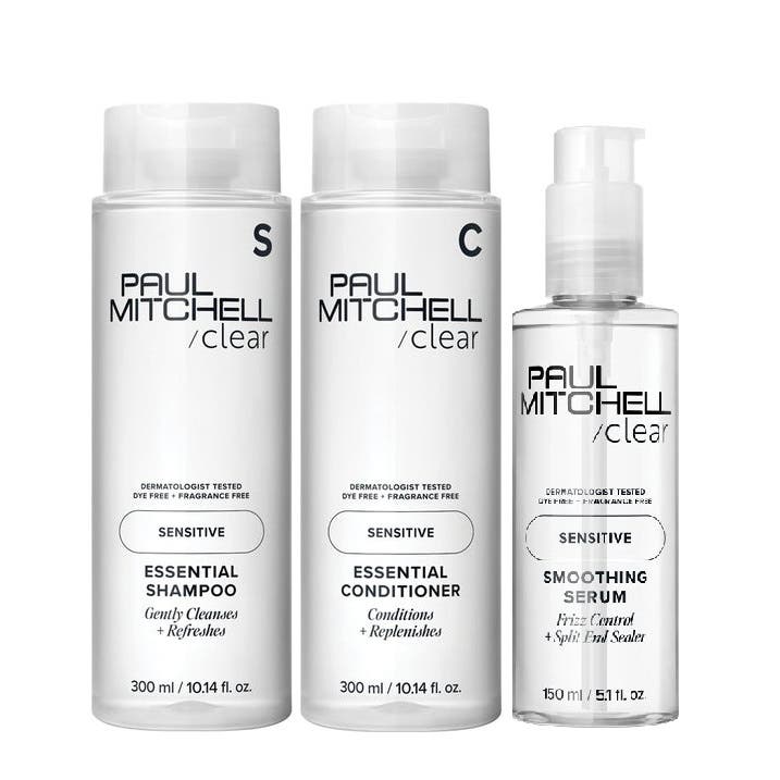 Paul Mitchell CLEAR Sensitive TRIO Essential Shampoo, Conditioner & Smoothing Serum 150ml