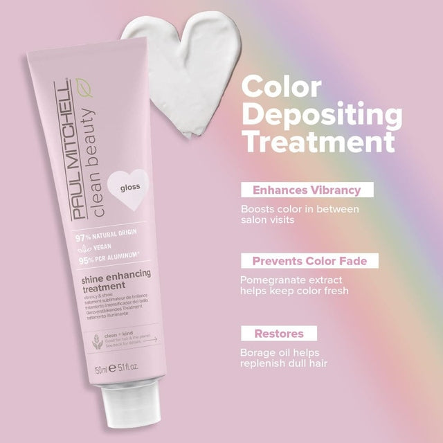 Paul Mitchell Clean Beauty Shiny Blonde Duo Blonde Shampoo 250ml & Shine Enhancing Treatment 150ml