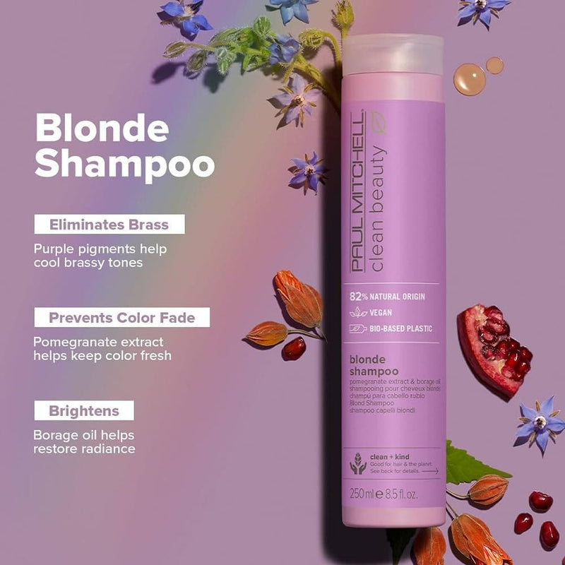 Paul Mitchell Clean Beauty Shiny Blonde Duo Blonde Shampoo 250ml & Shine Enhancing Treatment 150ml