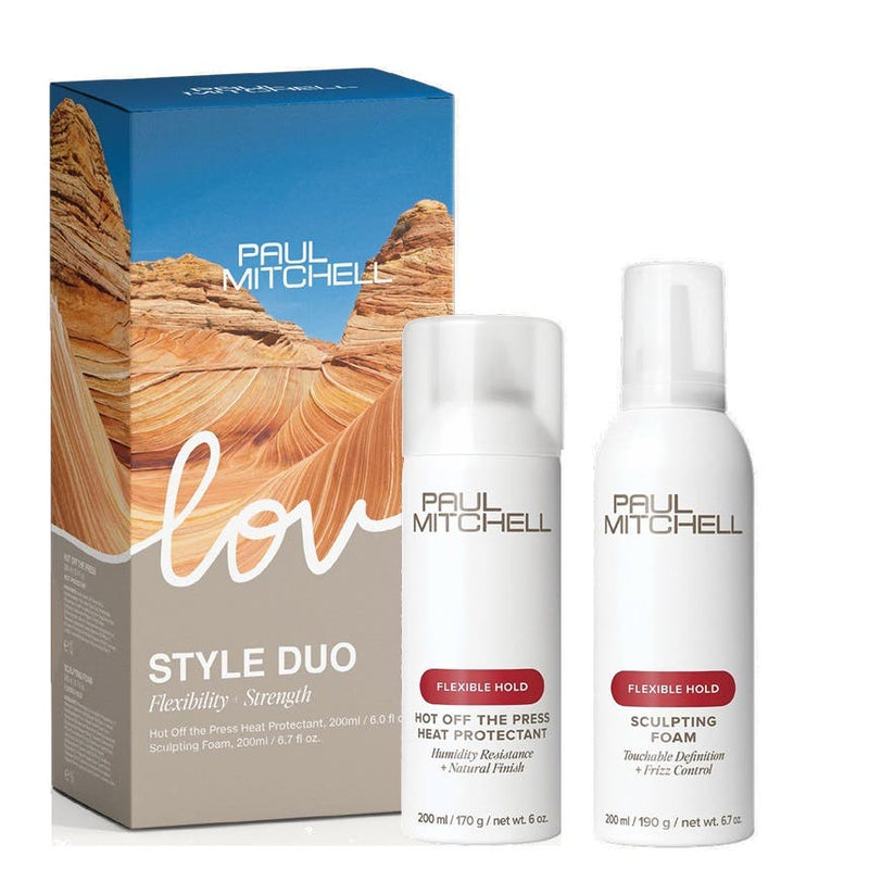 Paul Mitchell STYLE DUO Hot Off The Press Heat Protectant + Flexible Hold Sculpting Foam