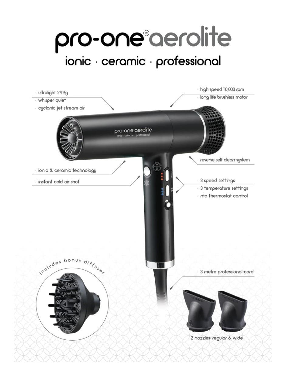 Pro-One Aerolite Hairdryer - Black