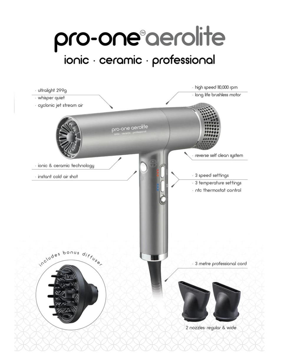 Pro-One Aerolite Hairdryer - Titanium
