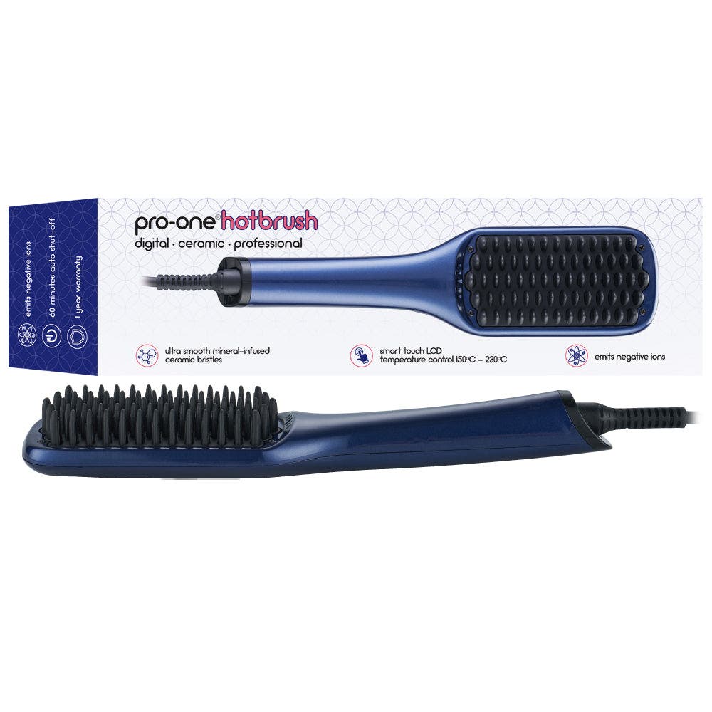Pro-One Mineral-infused Ceramic Bristles Hot Straightening Brush - Blue Sapphire PRO50