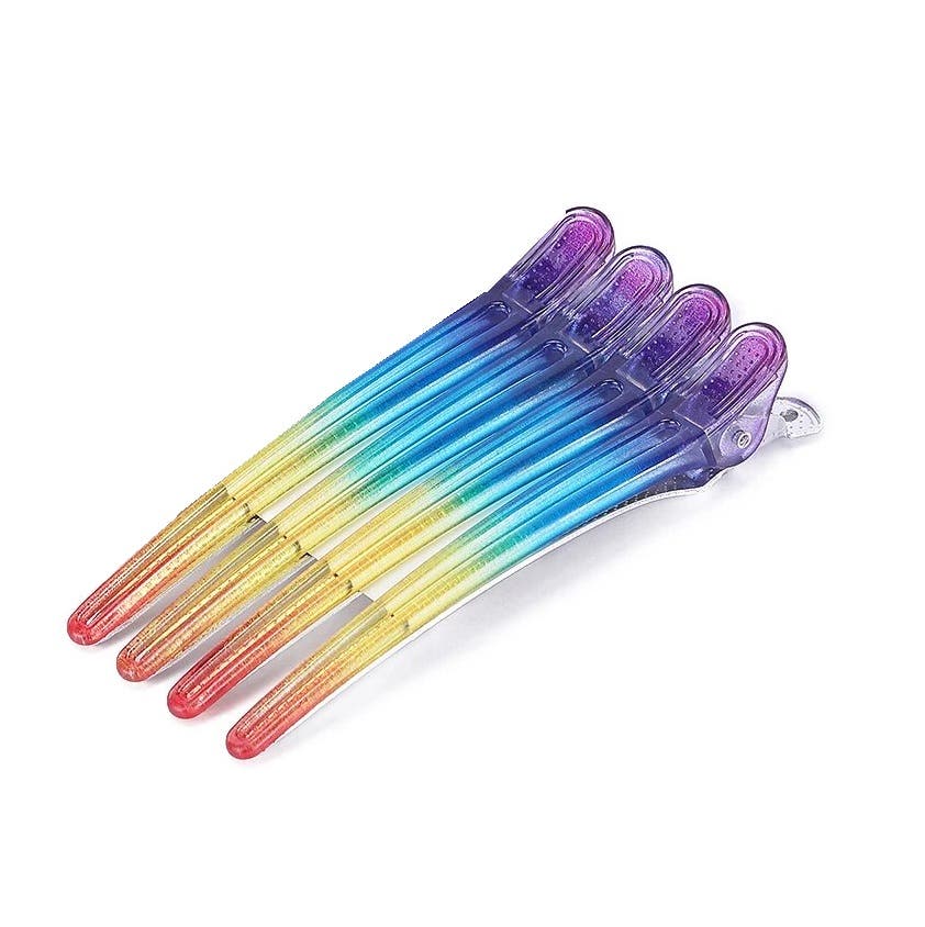 Professional Hair Clamp E-Clip Large 12cm 4 Packs - Gradient Colorful