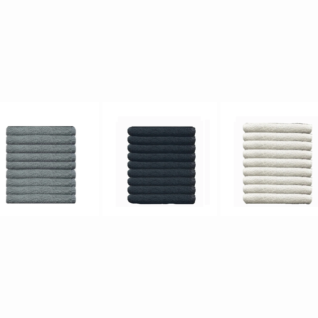 Protex Bleach Guard Legacy 100% Cotton Salon Towels Black/Grey/White 40.6×66cm 9 Pack