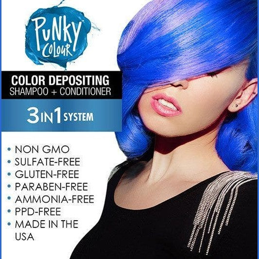 Punky Colour 3-in-1 Color Depositing Shampoo + Conditioner - Bluemania