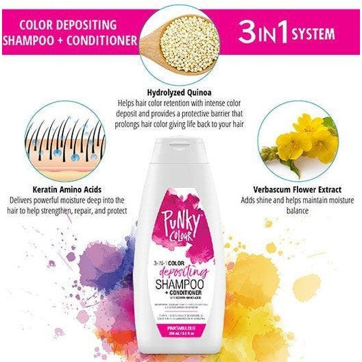 Punky Colour 3-in-1 Color Depositing Shampoo + Conditioner - Pinktabulous