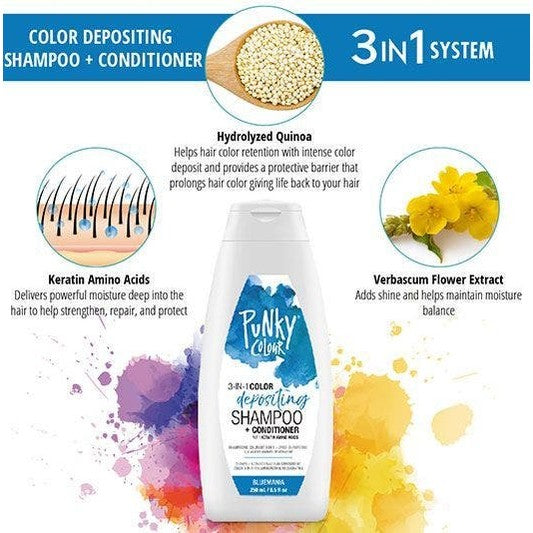 Punky Colour 3-in-1 Color Depositing Shampoo + Conditioner - Bluemania