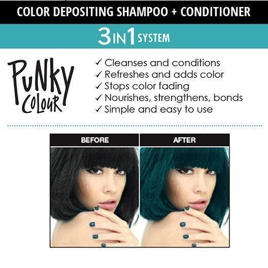 Punky Colour 3-in-1 Color Depositing Shampoo + Conditioner - Tealistic