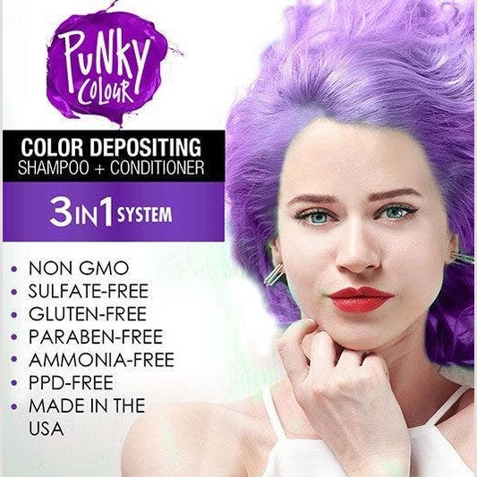 Punky Colour 3-in-1 Color Depositing Shampoo + Conditioner - Purpledacious