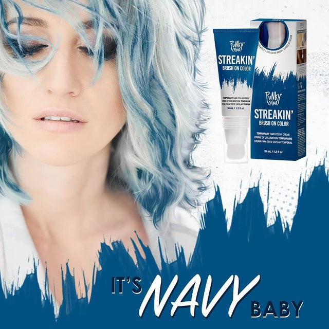 Punky Colour Streakin' Brush On Temporary Hair Color Creme 35ml - Navy