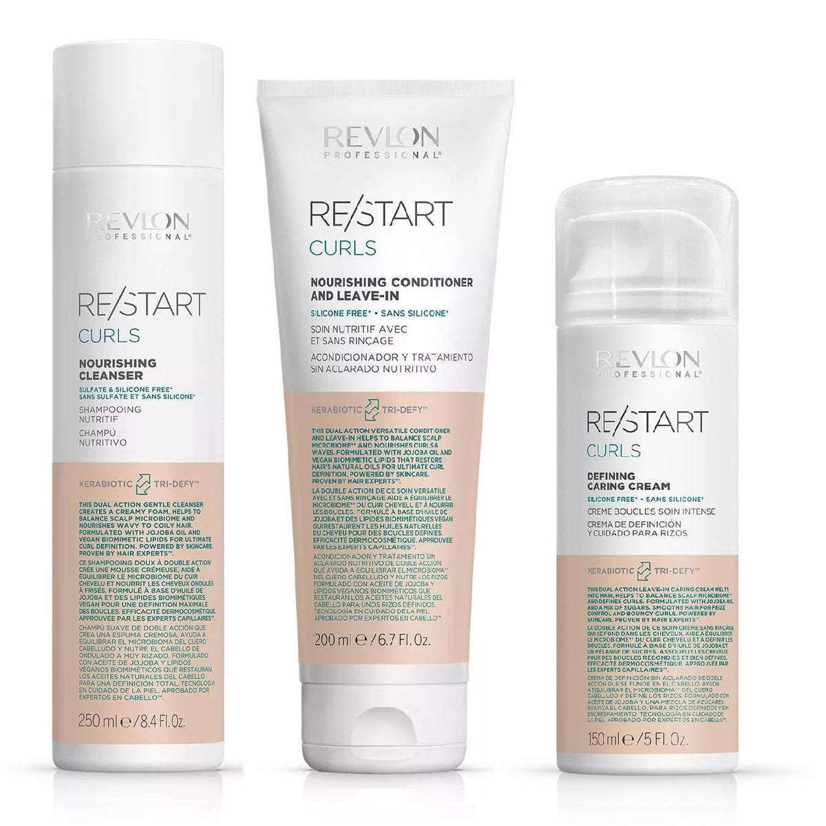 Revlon RE/START Curls Trio for Waves & Loose Curl (Shampoo,Conditioner & Defining Caring Cream)