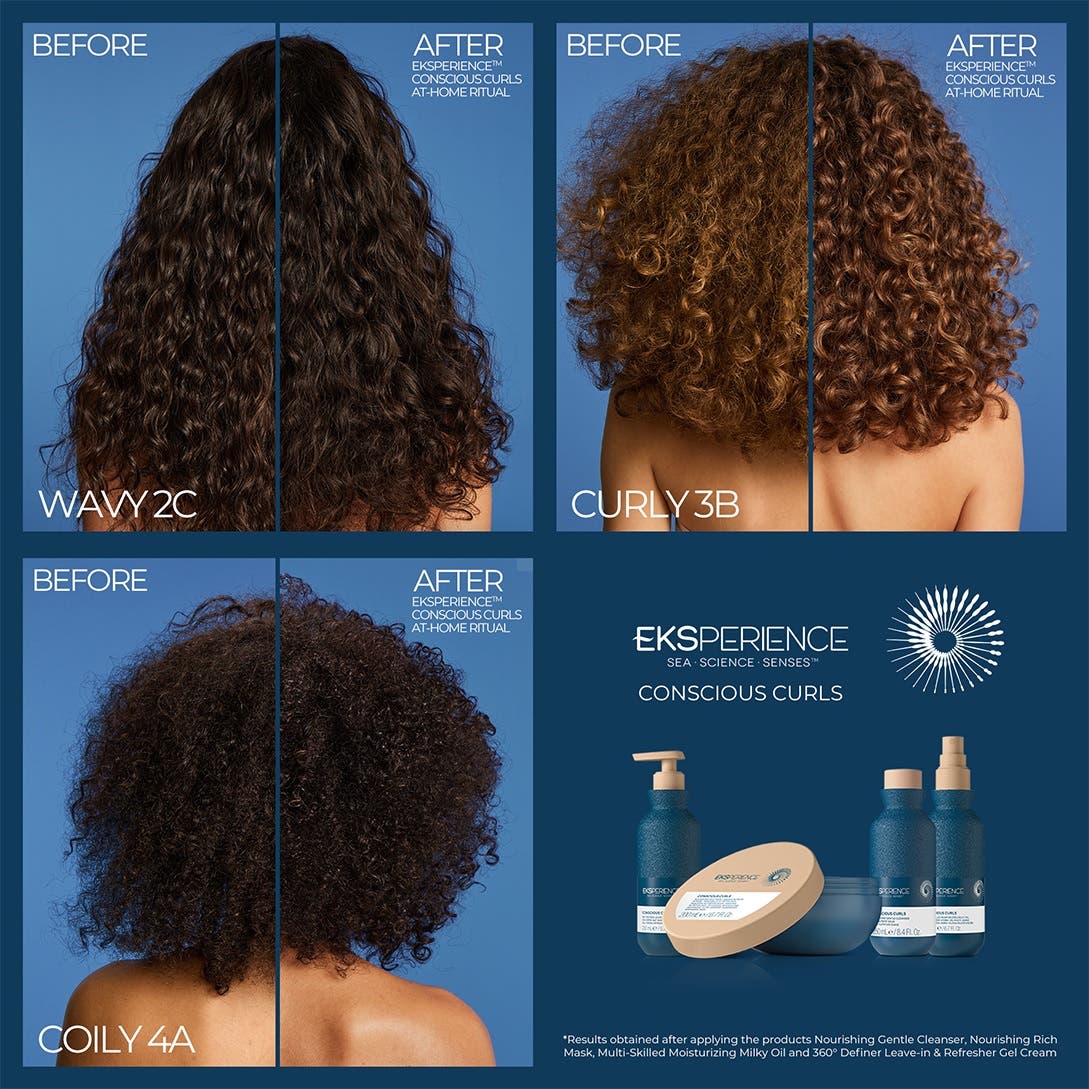Revlon Professional Eksperience Conscious Curls TRIO Cleanser, Mask and Definer Gel Cream