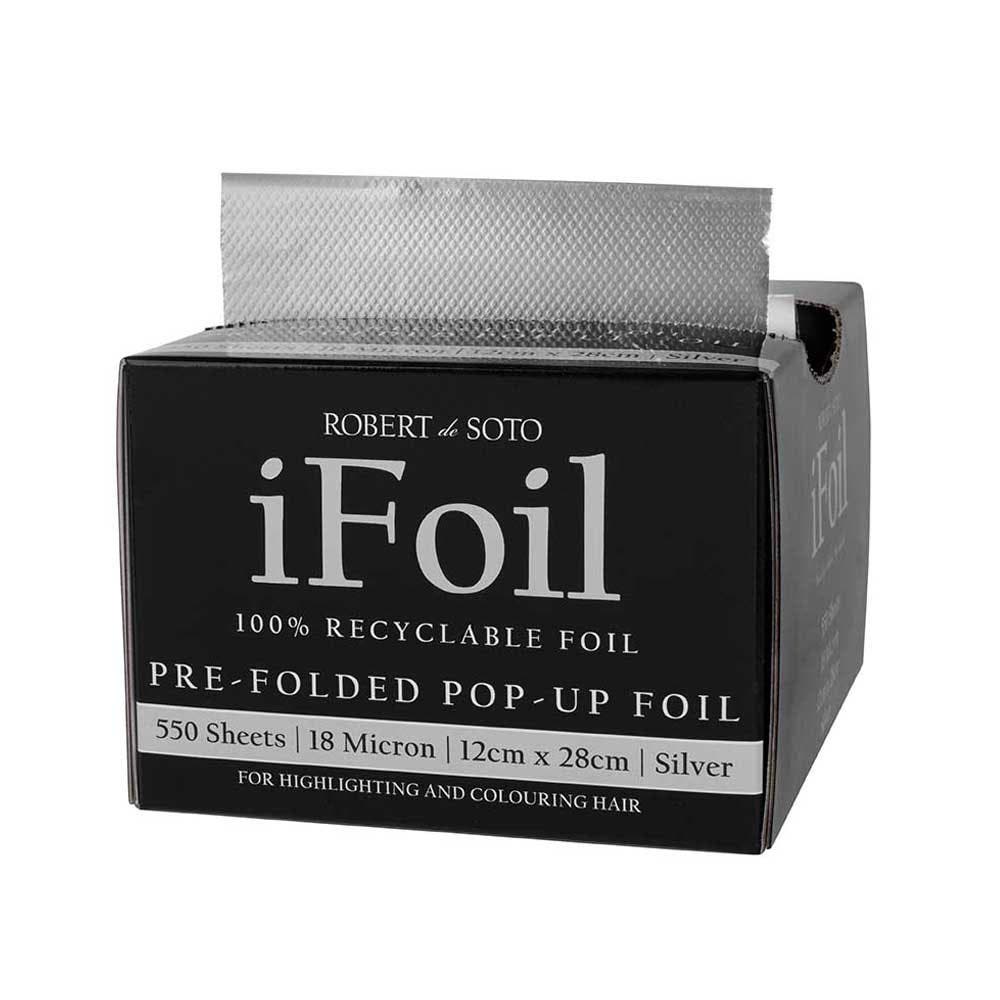 Robert De Soto IFoil Pre Folded Pop Up Silver 18 Micron 550 Sheets 12cm x 28cm 137805