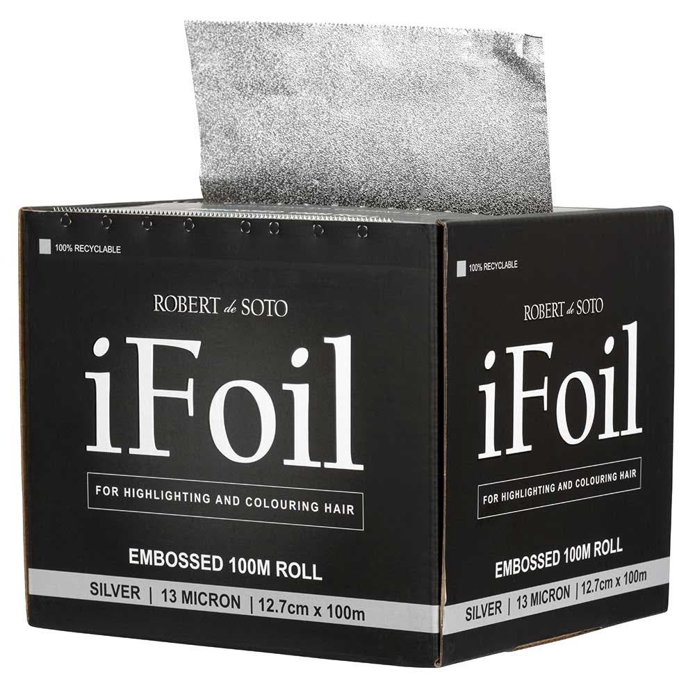 Robert de Soto iFoil Embossed 100m Foil Roll, 13 micron 12.7cm x 100m Silver 137839