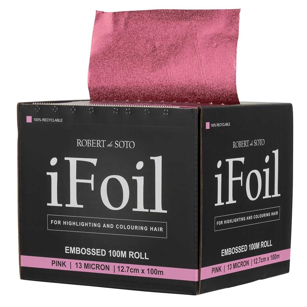 Robert de Soto iFoil Embossed 100m Foil Roll, 13 micron 12.7cmx100m - Pink 137840