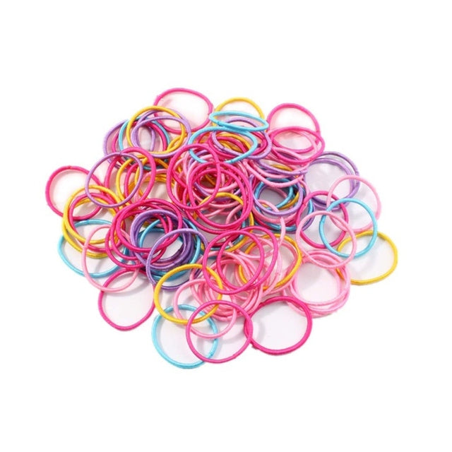 SSS 50pcs Small Elastic Hair Ties Hair Bands - Vibrant Colorful