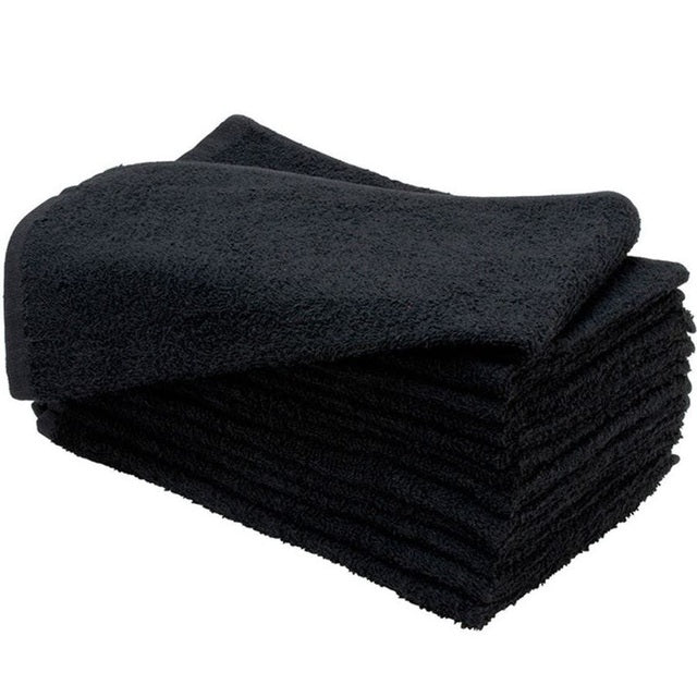 SSS 95g Black Bleach-Resistant Salon Towels 100% Cotton Hand Towels Barber/Beauty/Gym/Hotel/Spa 40x70 Pack of 10