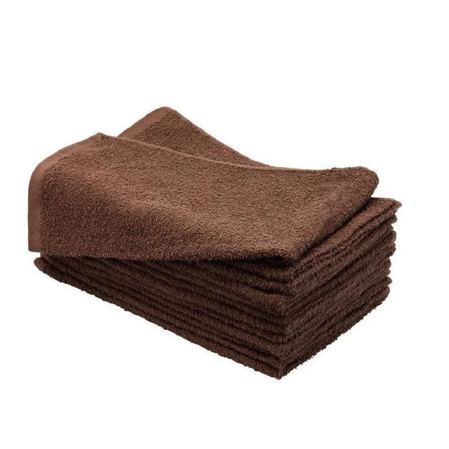 SSS 95g Brown Bleach-Resistant Salon Towels 100% Cotton 40x70cm Pack of 10