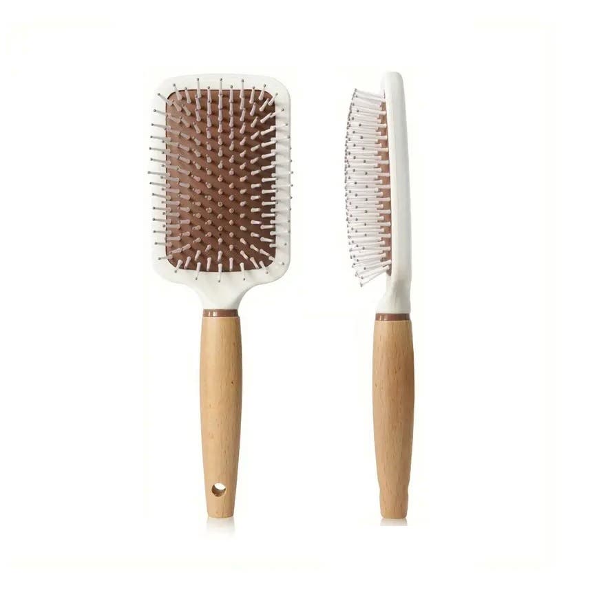 SSS Anti-Static Wooden Handle Paddle Cushion Hair Brush