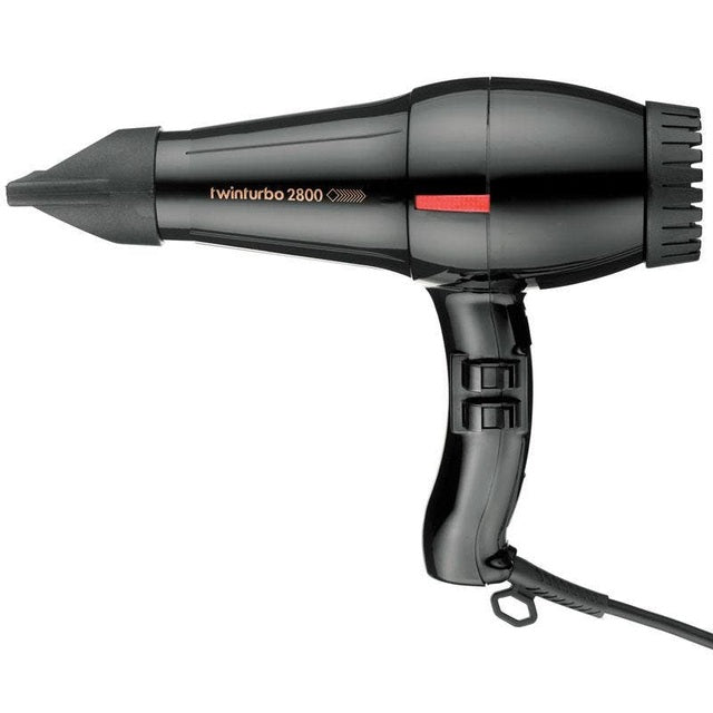 Twin Turbo 2800 professional black hair dryer with nozzle attachment